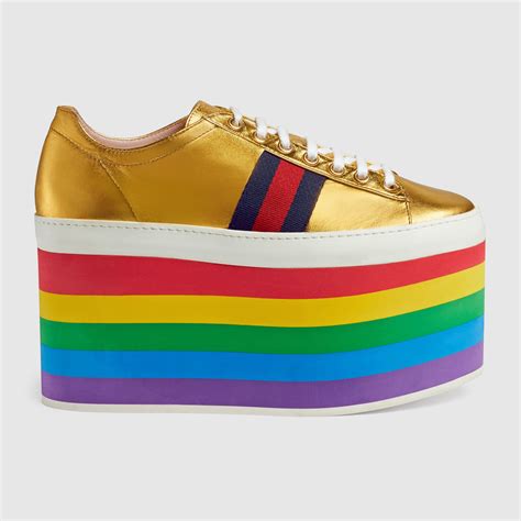 metallic platform sneaker gucci replica|gucci platform wedges.